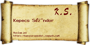 Kepecs Sándor névjegykártya